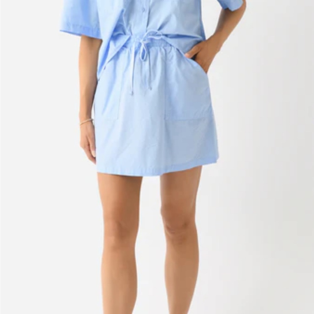 STARK X Cotton Minimalistic Blue Mini Skirt Summer Casual Preppy